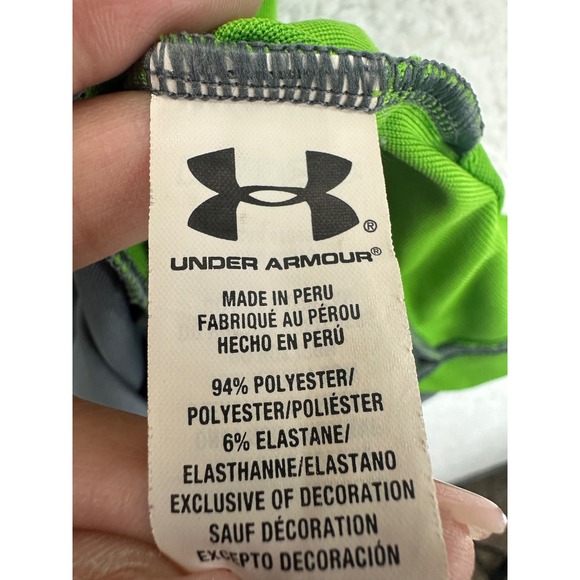 Under Armour Mens XL Loose Heatgear Golf Polo Shirt Gray Neon Green - Picture 6 of 12